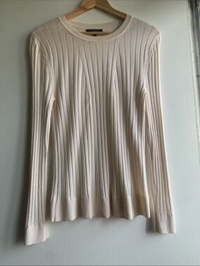 Banana Republic Women's Merino Wool Hannah Ribbed Crewneck Sweater - Cream